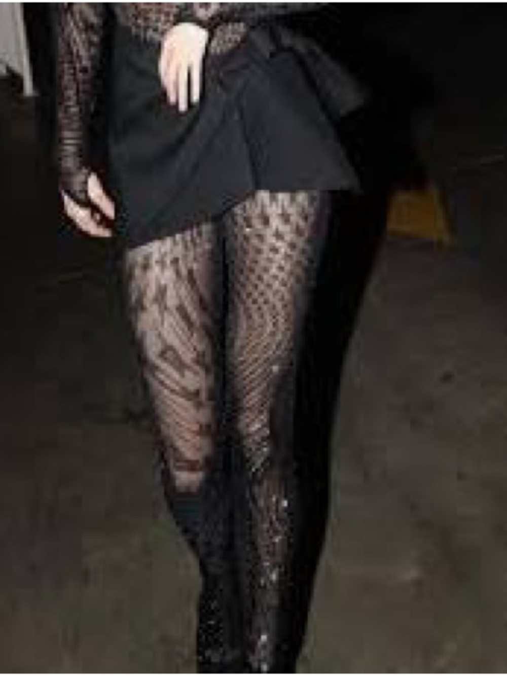 NWT Mugler x H&M Black Rhinestone Mesh Tights Leggings XL